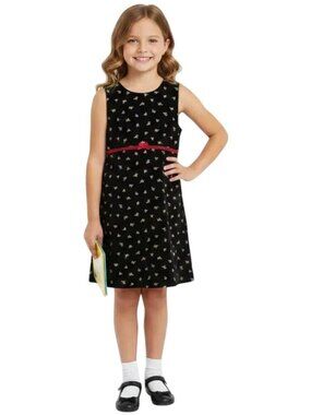 The Children’s Place Little Girls Embroidered Floral Black Velvet Dress Size 10